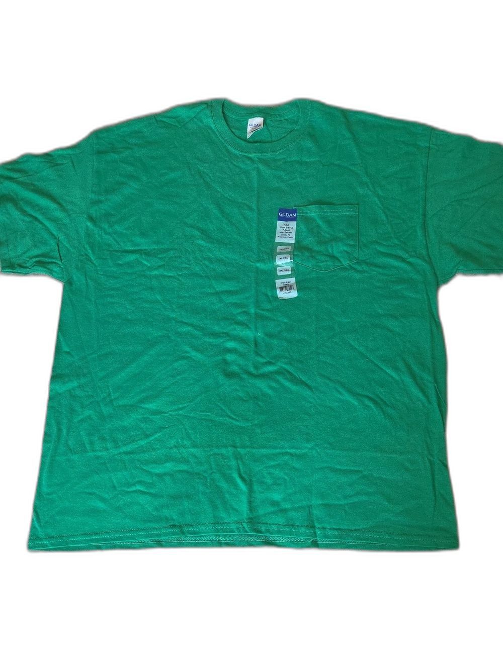 Gildan Men’s Bright Green Pocket Tee Size 2XL